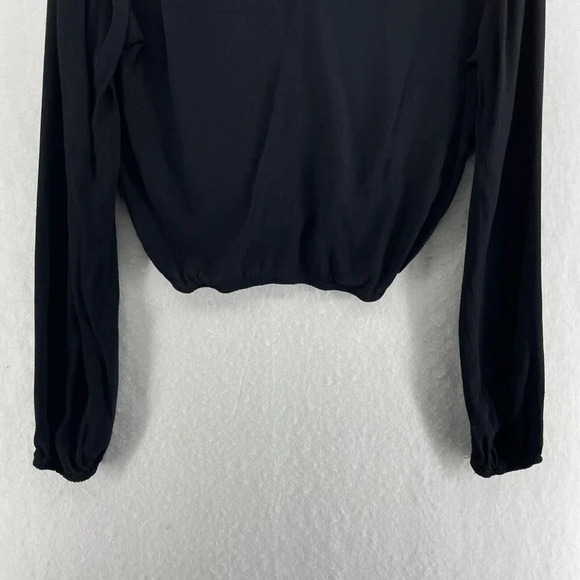 Forever 21 Blouse Womens S Black Pullover Draped V-Neck Knot Hem Keyhole Back - Picture 9 of 11